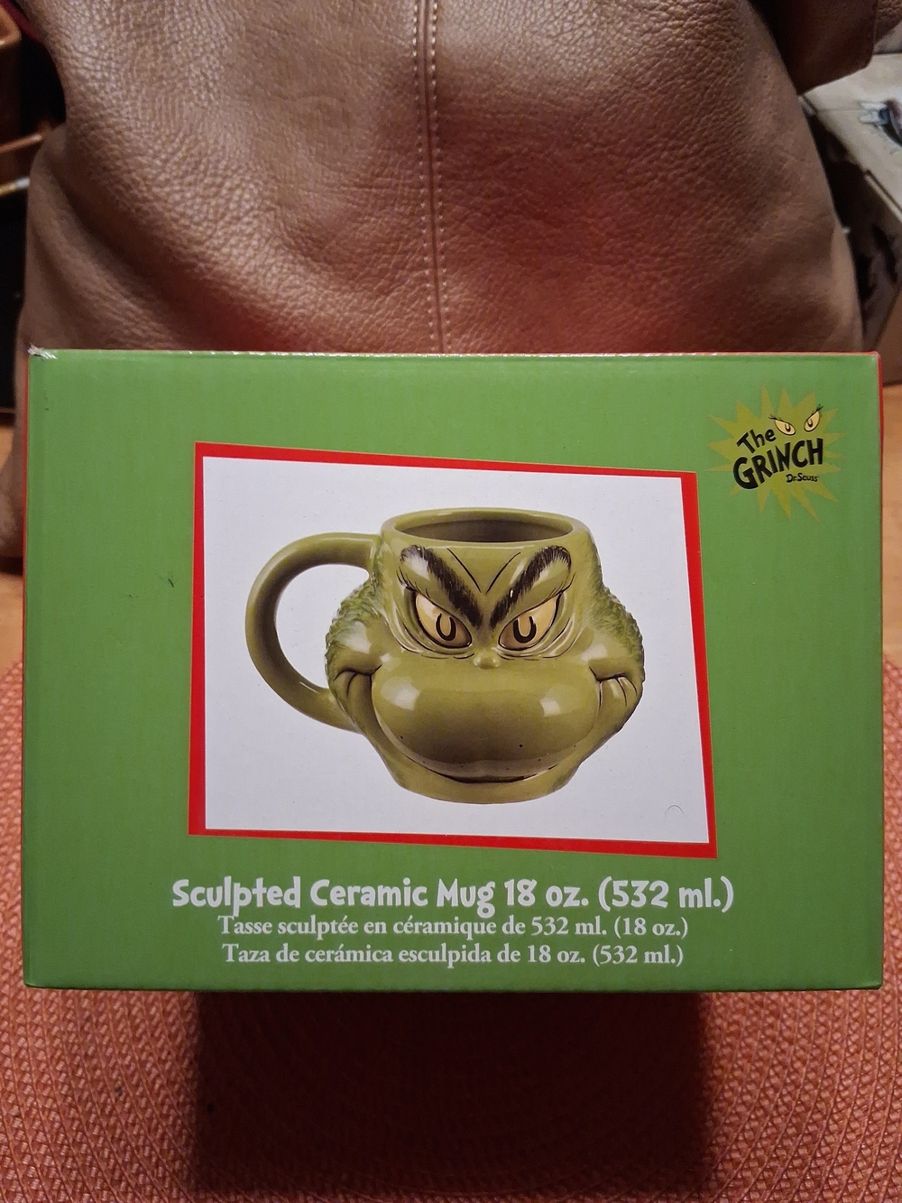 The Grinch Dr. Seuss 18 oz. Green Sculpted Ceramic Coffee Mug 2025 NIB